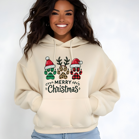 Merry Christmas Paw prints ; TShirt, Sweatshirt, or Hoodie