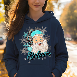 Blue Santa "Believe" ; TShirt, Sweatshirt, or Hoodie