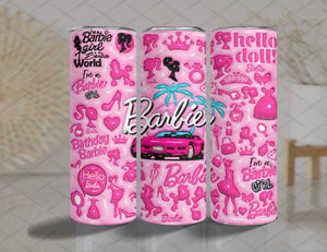 Tropical Barbie corvette pink 20 oz tumbler