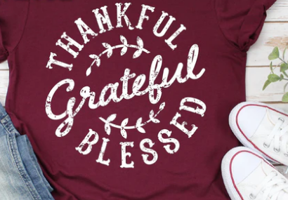 Grateful Thankful Bless (Lettering in Rose Gold)