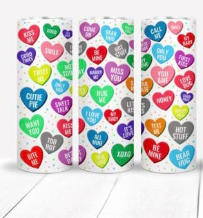 Valentine Day Gift for Her For Him,  Chocolate Hearts, 20 oz Skinny Tumbler