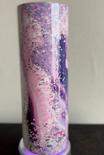 Personalized purple glitter tumbler
